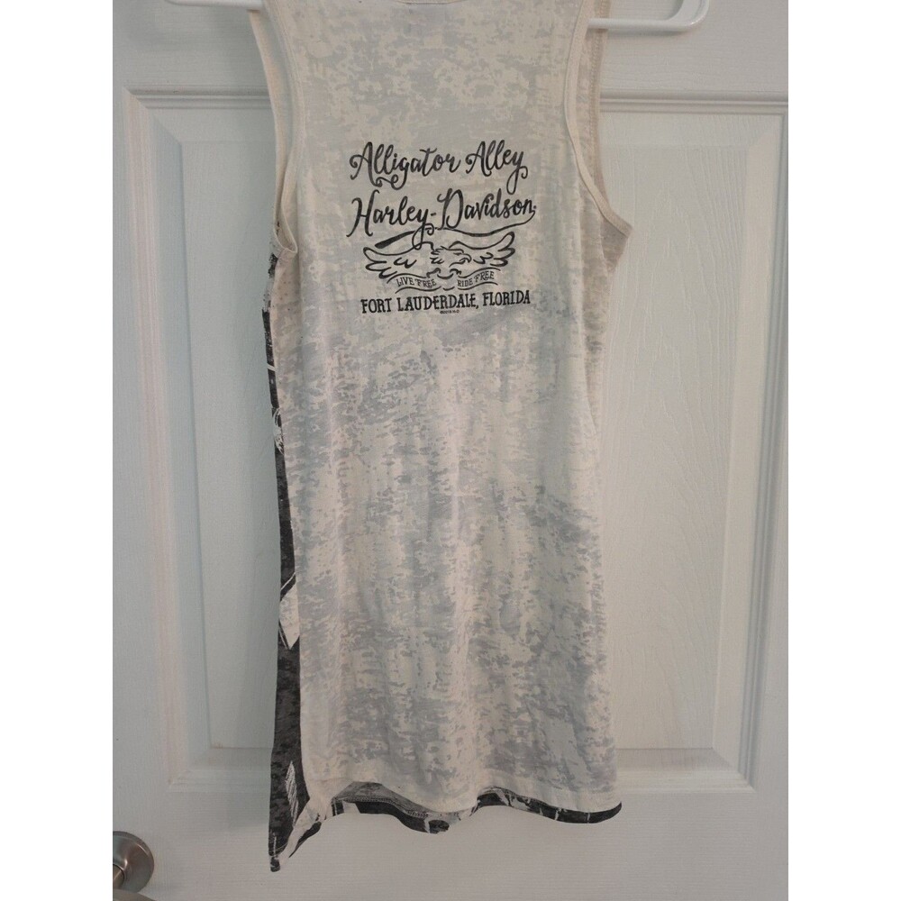 Harley Davidson Alligator Alley Ft Lauderdale Rhinestone Burnout Tank Top 2018 M - Picture 5 of 6